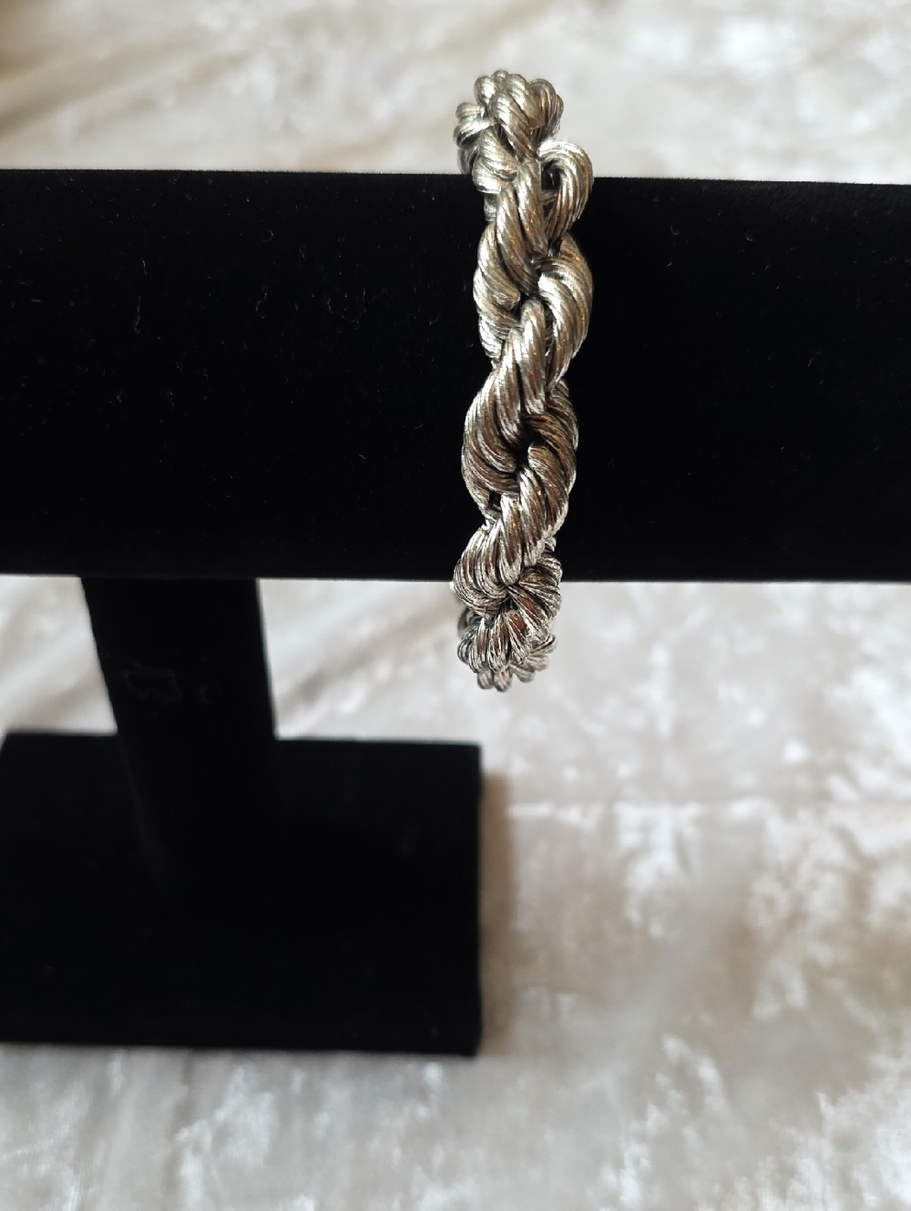 Twisted Silver Tone Chunky Rope Bracelet